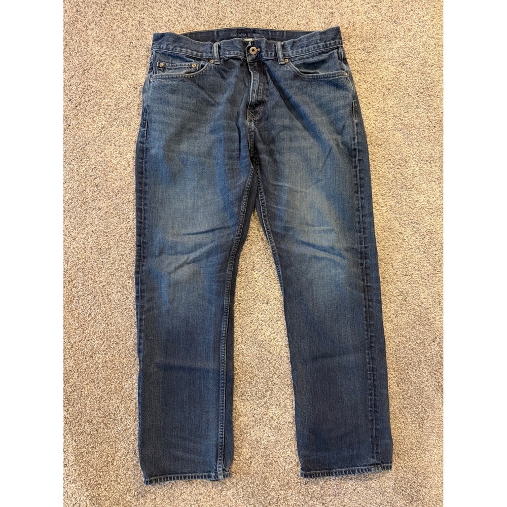 Banana Republic Jeans Mens 36x32 Blue Vintage Straight 100% Cotton Denim *